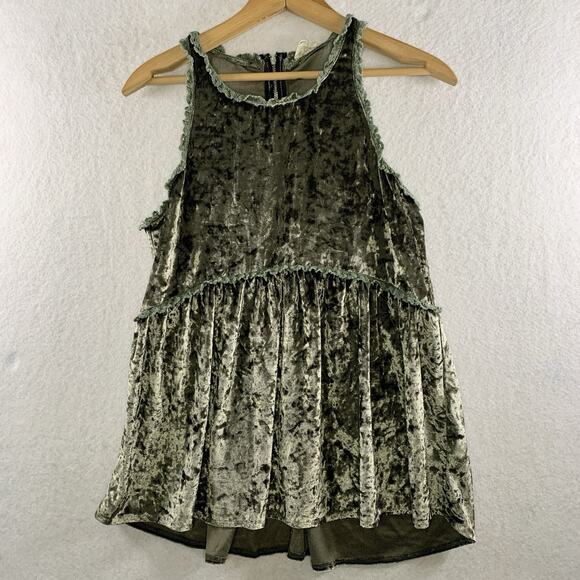 POL Tops - POL Womens Velvet‎ Crochet Trim Tunic Top Sz S Oversized Boho Chic Dark Romantic